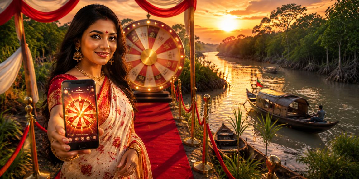 খুলনায় পহেলা বৈশাখের উৎসবে অনলাইন লটারি গেম উপভোগ করছেন একজন খেলোয়াড়